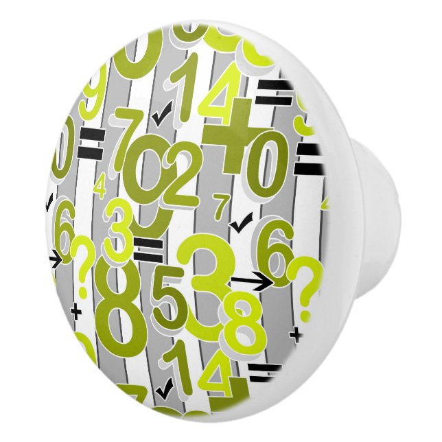 Fun colorful arithmetic math bright retro pattern  ceramic knob (Right)