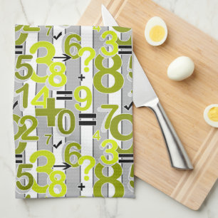 Fun colorful arithmetic math bright retro pattern  tea towel