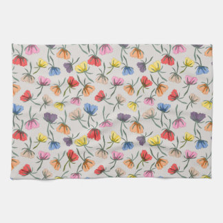 Fun Colorful Floral Design on Cotton Tea Towel