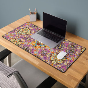 Fun Colorful Floral Pattern Desk Mat Pad