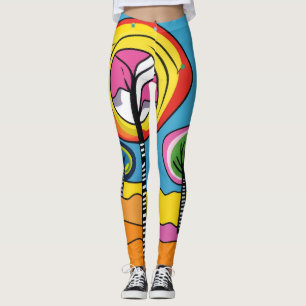 FUN, COLORFUL FUTURISTIC LANDSCAPE LEGGINGS