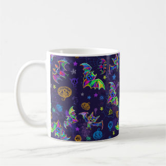 Fun colorful Halloween neon bats Coffee Mug