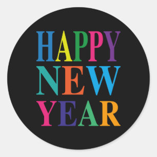 Fun Colorful Happy New Year T Shirt  Classic Round Sticker