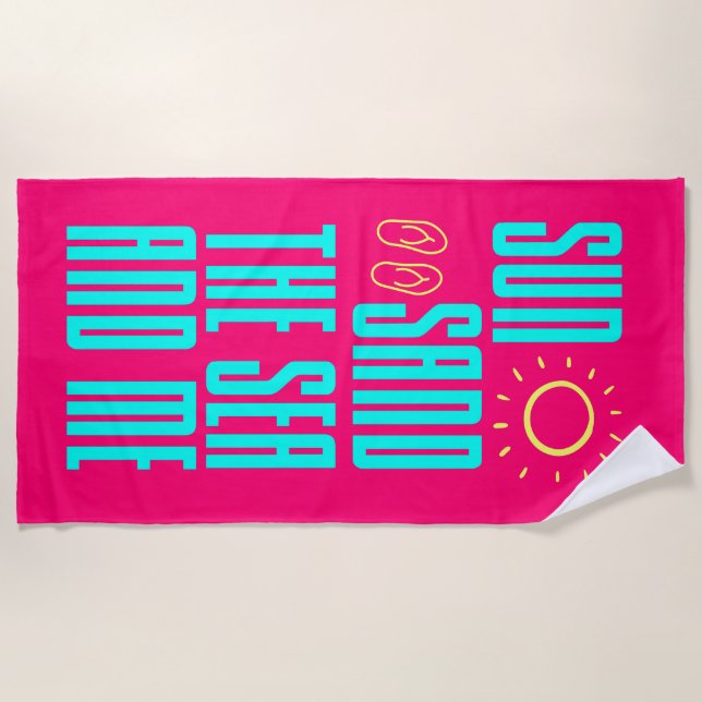 Fun Colorful Modern Summer Beach Towel (Front)