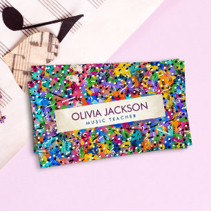 Fun Colorful Music Notes pattern  Business Card