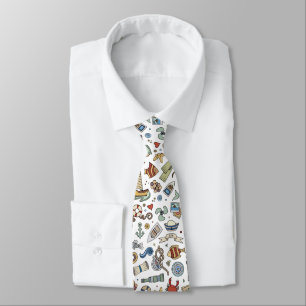 Fun Colorful Nautical Coastal Beach Illustrations Tie