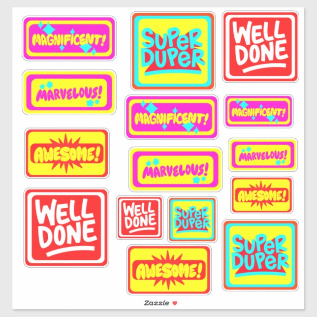 Fun Colorful Pack of Teacher Reward Sticker (Sheet)
