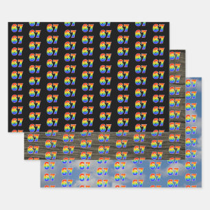 Fun, Colorful, Rainbow Spectrum Pattern 67 Event # Wrapping Paper Sheet