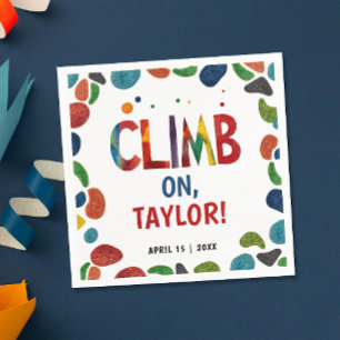 Fun Colorful Rock Climb Mountain Adventure Painted Napkin