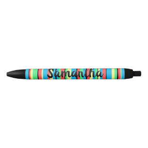 Fun Colorful Striped Editable Personalized Pen