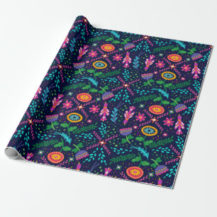Fun Colorful Stylized Floral Wrapping Paper