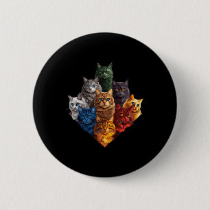 Fun Colour Cats Art Outfit For Cat Mum Dad Lady Me 6 Cm Round Badge
