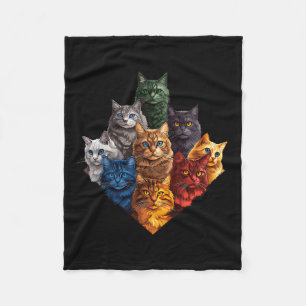 Fun Colour Cats Art Outfit For Cat Mum Dad Lady Me Fleece Blanket