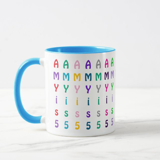 Fun Coloured Customised Kids Monogram, Name or Age Mug (Left)