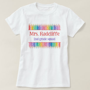 Fun Coloured Pencils Stars Teacher's Name T-Shirt