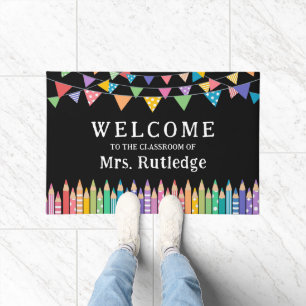 Fun Coloured Pencils Welcome Teacher's Classroom Doormat
