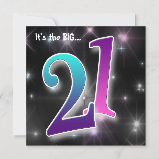 Fun & colourful 21st Birthday Party Invitation (Front)