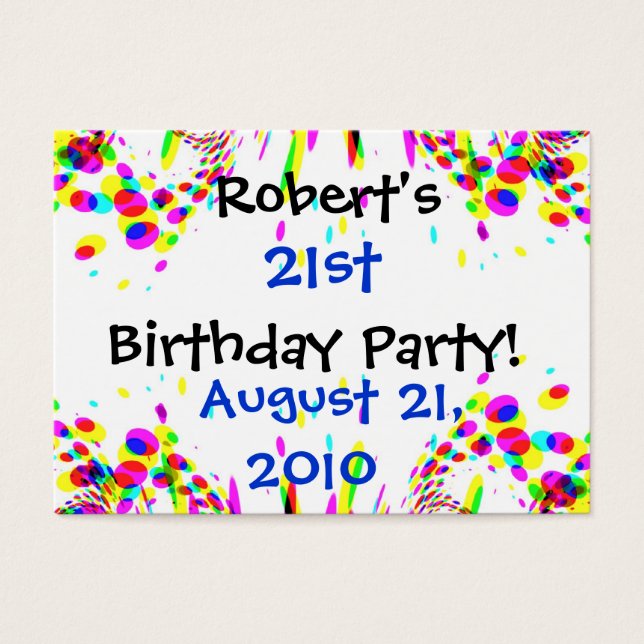 Fun Colourful 21st Party! Card (Front)