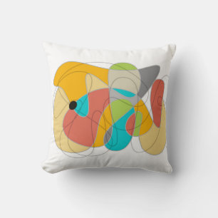 fun colourful abstract art boho orange turquoise cushion