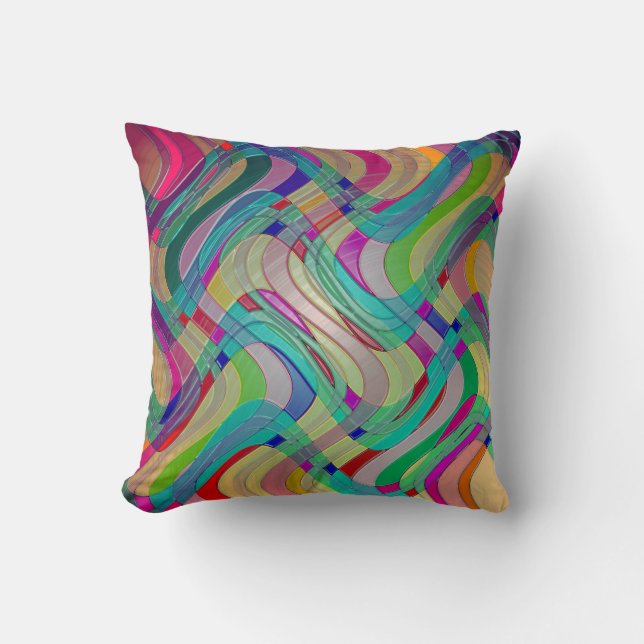 Fun Colourful Abstract Art Design Cushion (Front)