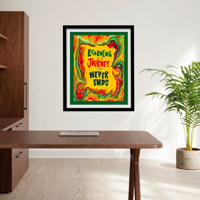 Fun Colourful Abstract Learning Journey Classroom  Poster (Colorful Learning Quote Abstract Classroom poster by Inspirivity
)
