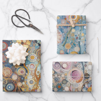 Fun Colourful Abstract Snowflakes Floral Art Wrapping Paper Sheet
