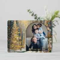 Fun Colourful Abstract Winter Wonderland Art Gold