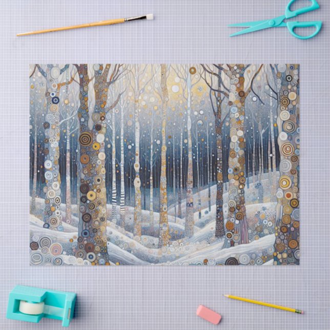 Fun Colourful Abstract Winter Wonderland Art Tissue Paper (Craft)