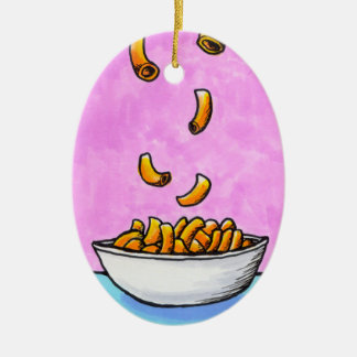 Fun colourful art mac and cheese comfort food ceramic tree decoration