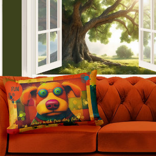 Fun Colourful Artistic Dog Lumbar Cushion