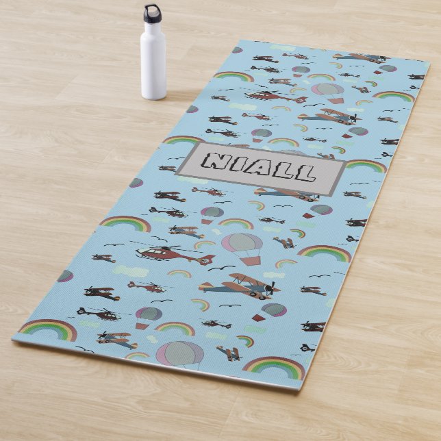 Fun Colourful Aviation Personalised Yoga Mat (In Situ)