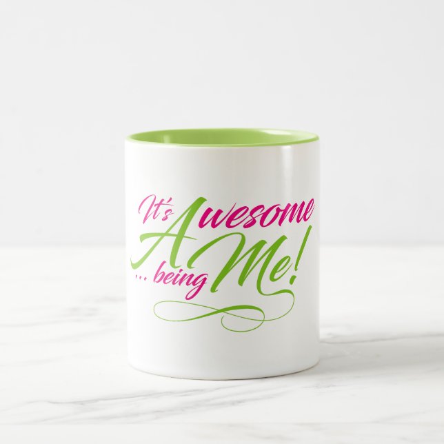 Fun Colourful Awesome Being Me Two-Tone Coffee Mug (Center)