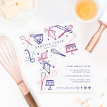 Fun Colourful Baking & Cooking Utensil White Business Card<br><div class="desc">Fun, modern and colourful bakery business card design features an assortment of our hand-drawn cooking and baking utensils (whisk, piping bag, pastry bag, stand mixer, spoon & rolling pin) The utensils are arranged around the business name. Personalise with the company name and monogram initial that’s incorporated on the pastry bag....</div>