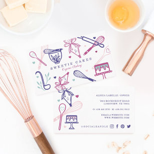 Fun Colourful Baking & Cooking Utensil White Business Card