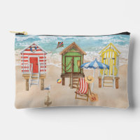 Fun Colourful Beach Cabins Water Monogram