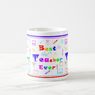 Fun Colourful Best Teacher Ever School Supplies Ar Coffee Mug