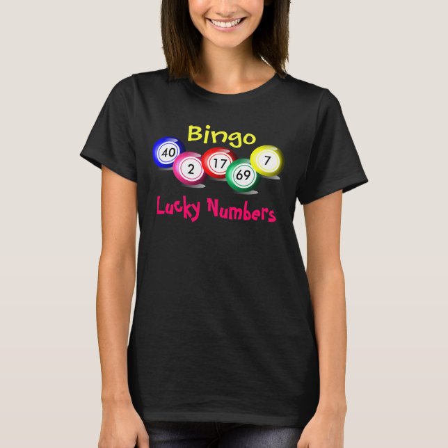 Fun Colourful Bingo Balls Lucky Numbers Theme T-Shirt (Front)