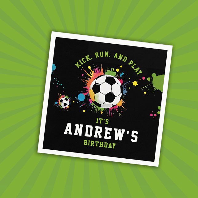Fun Colourful Black And Green Soccer Balls Sport  Napkin (Creator Uploaded)