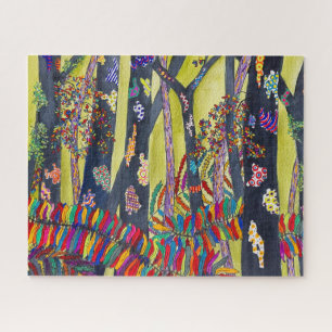 Fun Colourful Blue Forest Jigsaw Puzzle
