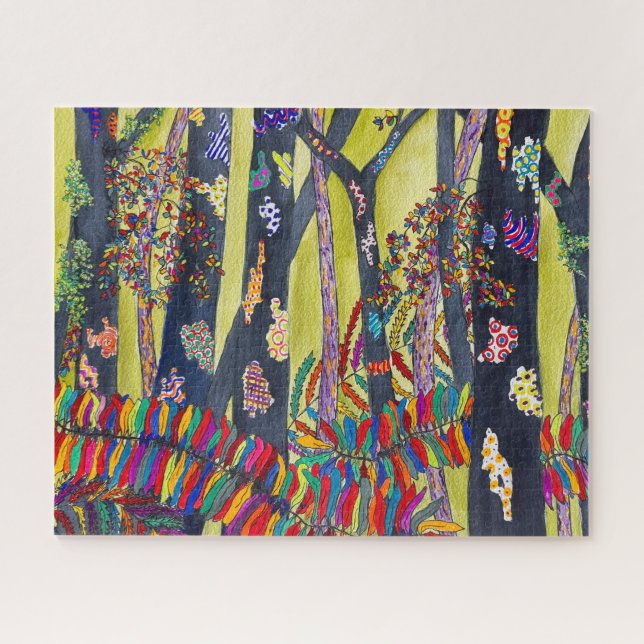 Fun Colourful Blue Forest Jigsaw Puzzle (Horizontal)