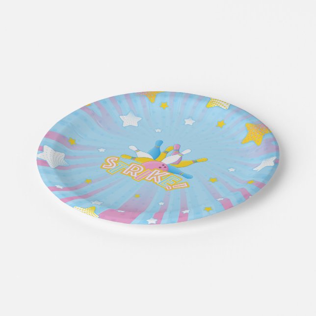 Fun & Colourful Bowling Party Paper Plate (Angled)