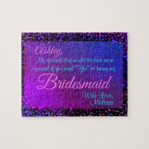 Fun Colourful Bridesmaid Invitation Jigsaw Puzzle