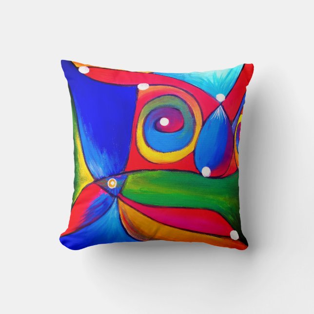 Fun Colourful  Bright Abstract|Katalin BatorHos Ar Cushion (Front)
