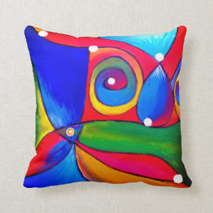 Fun Colourful  Bright Abstract Katalin BatorHos Cushion