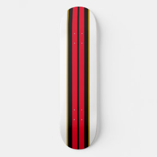 Fun Colourful Bright Red Black White Racing Stripe Skateboard