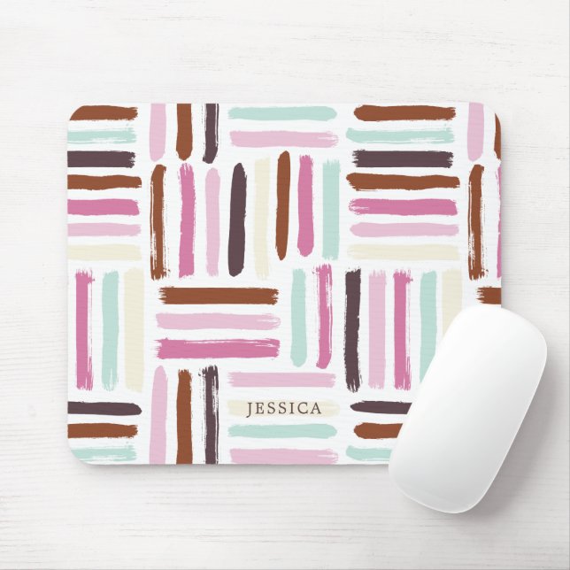 Fun Colourful Brush Strokes Pattern Mouse Pad (With Mouse)