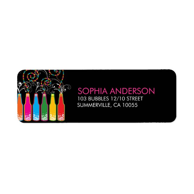 Fun Colourful Bubbly Birthday Party Address Labels (Front)