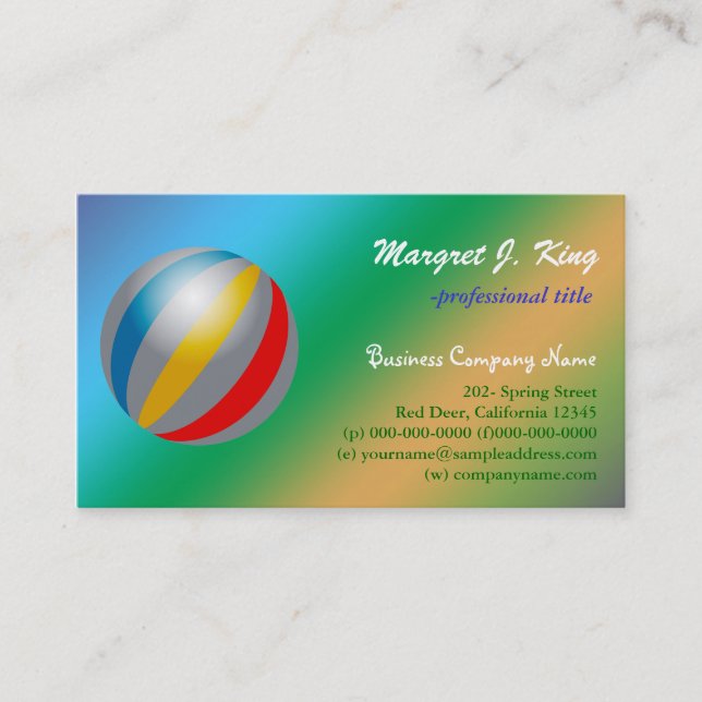 Fun, colourful  business card (Front)