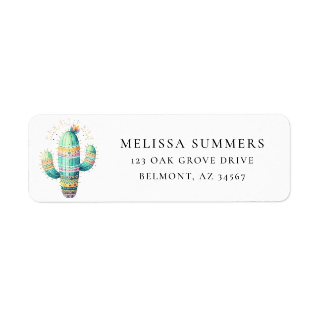 Fun Colourful Cactus Return Address Label (Front)