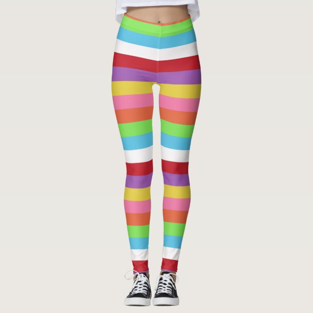 fun colourful candy stripes pattern tights (Front)
